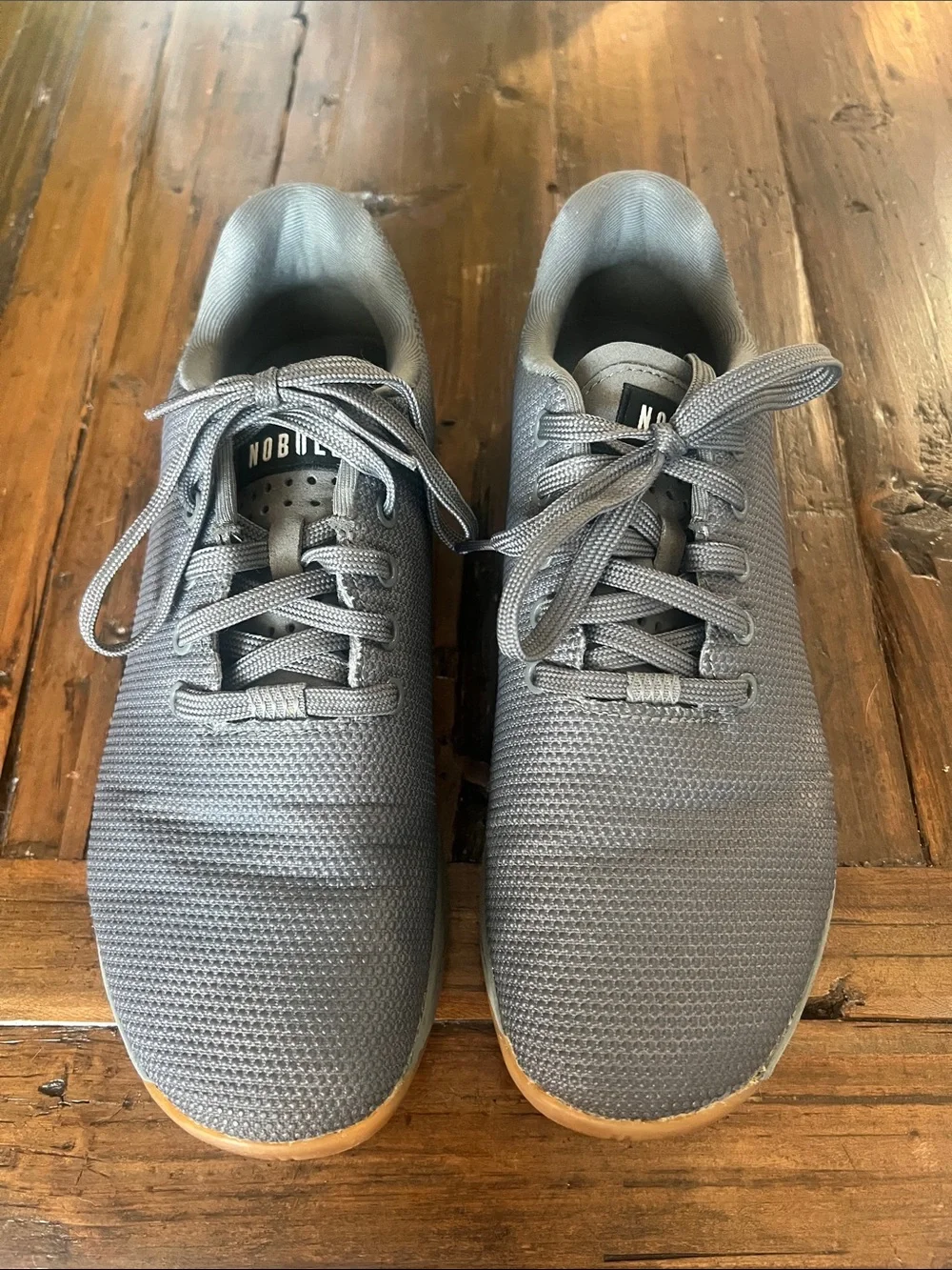 NOBULL Men’s Dark Grey/Gum Gym Trainer Sneaker with Super-fabric size M9